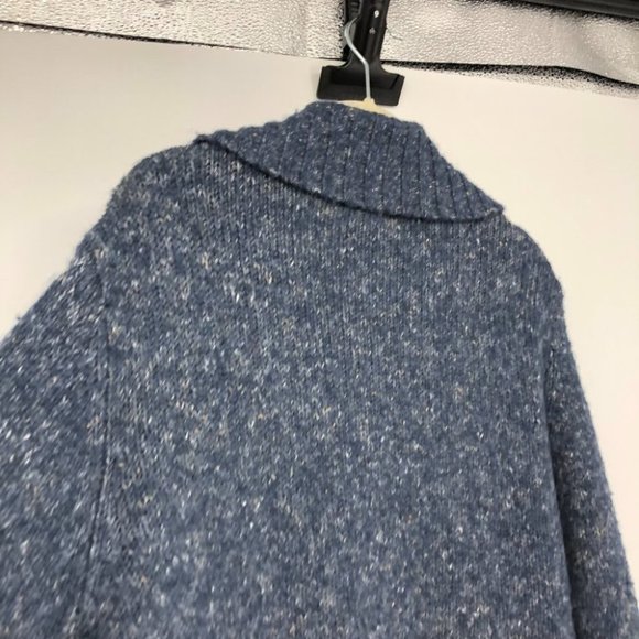 Vintage LL Bean Blue marled wool blend cable knit button down sweater - Picture 8 of 14